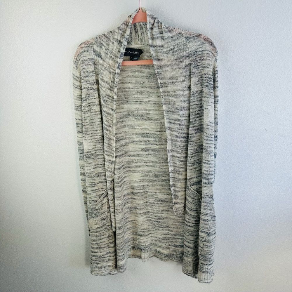 Michael‎ Stars White Gray Linen Blend Open Cardigan Size S
